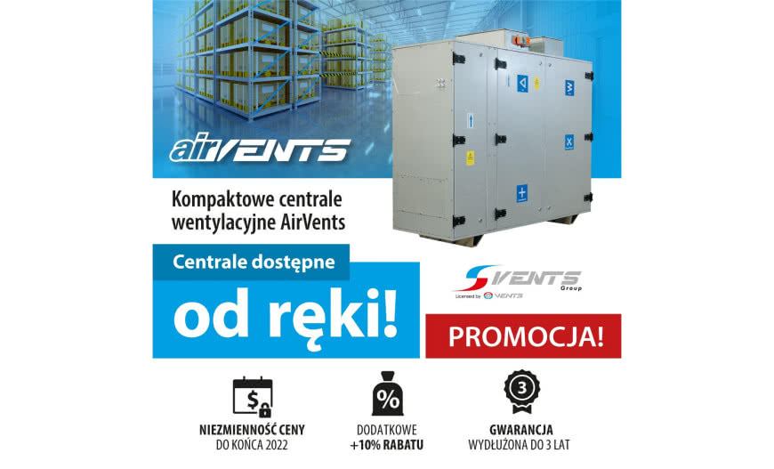 Centrale wentylacyjne AIRVENTS dostępne od ręki dla profesjonalistów
